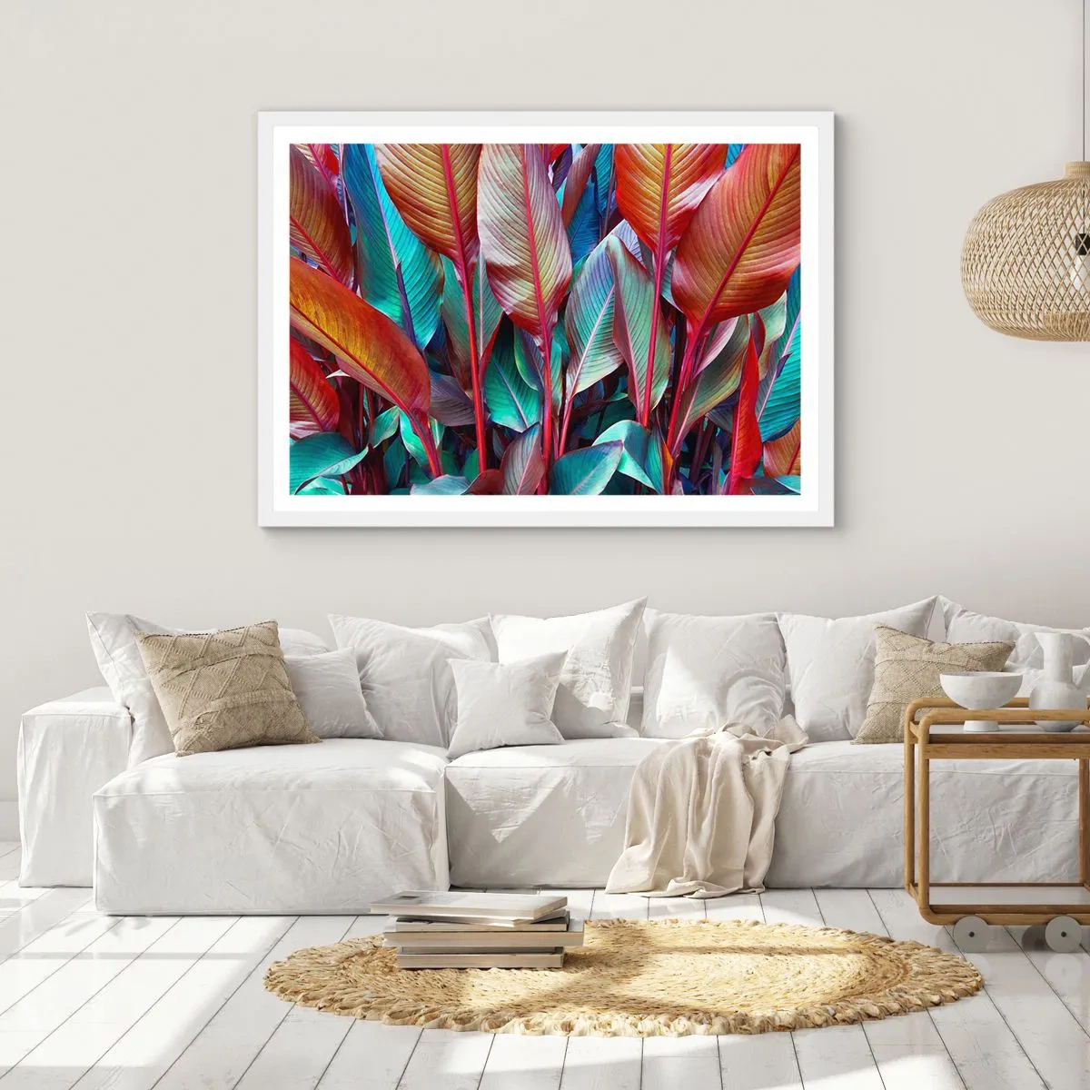 Poster in een witte lijst - Een kleurrijk struikgewas - 70x50 cm