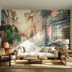 Zelfklevend Fotobehang Deluxe Sticker - Rozensteeg in roze gloed - Stad, Nederland, Architectuur - 250x175 cm