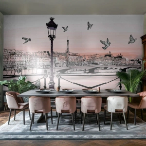 Fotobehang op maat Zelfklevend Deluxe Sticker - Over de daken van Parijs - Architectuur, Stad, Parijs