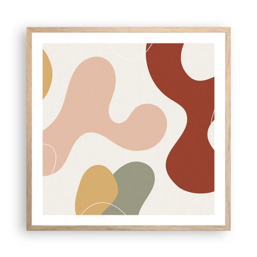 Een poster in een licht eiken lijst - Kronkels of krullen? - 60x60 cm