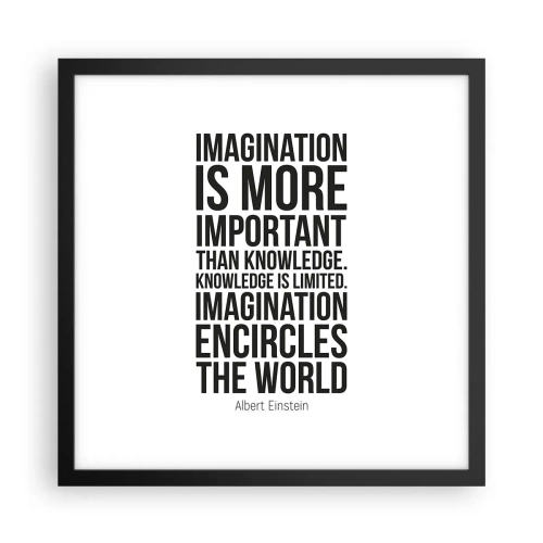 Poster in een zwarte lijst - Einstein over de kracht van verbeelding - 40x40 cm