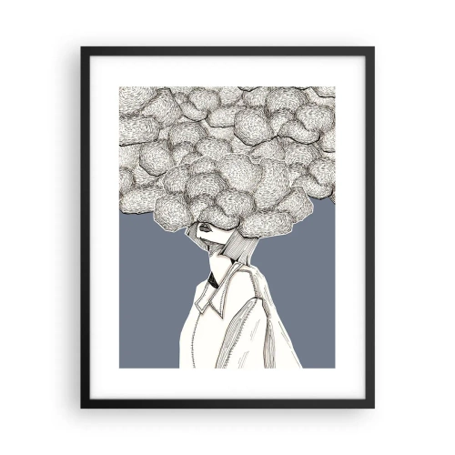 Poster in een zwarte lijst - Met hoofd in de wolken - 40x50 cm