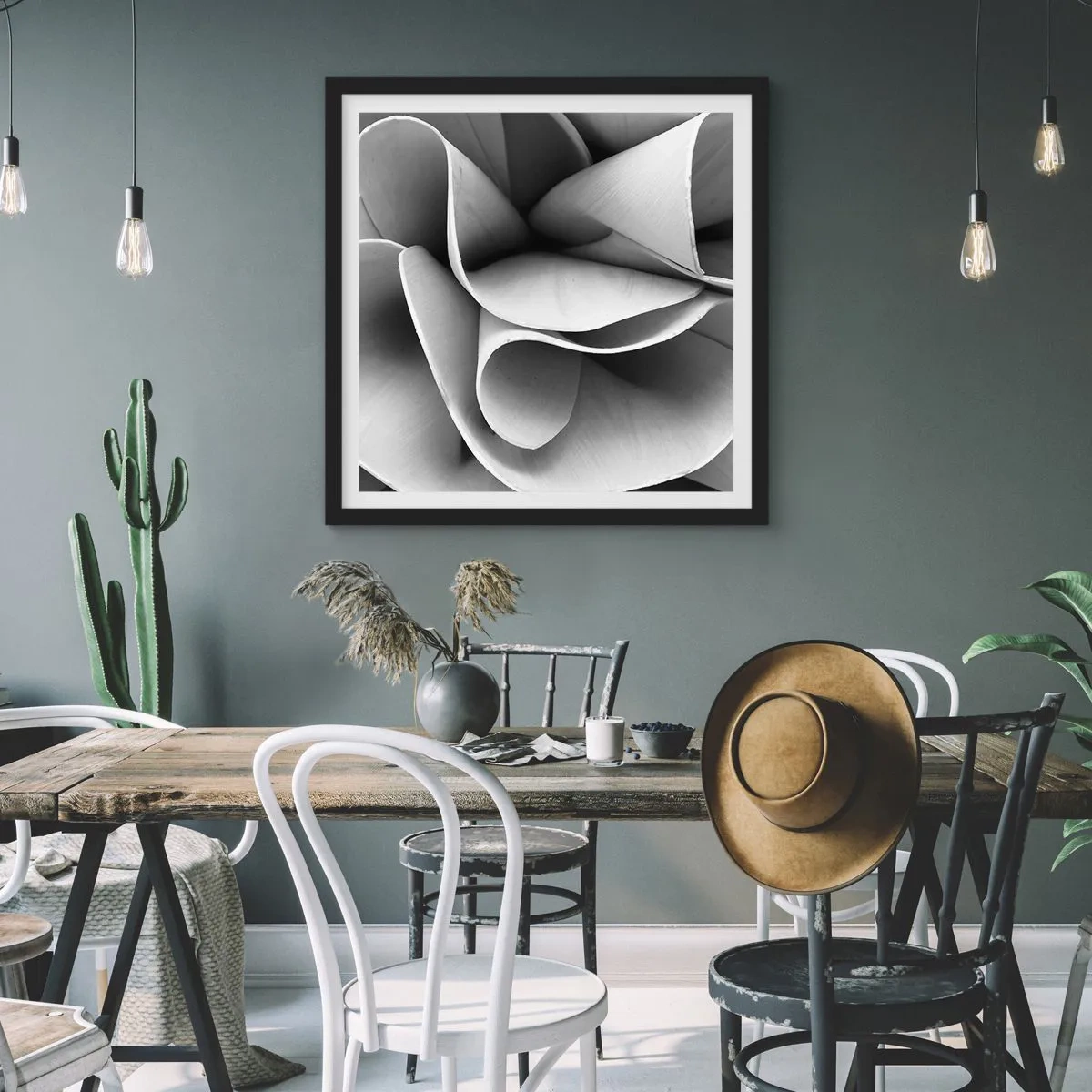 Poster in een zwarte lijst - Het gebeurt in de ruimte - 60x60 cm