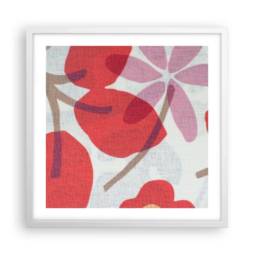 Poster in een witte lijst - Bloemstuk in roze - 50x50 cm