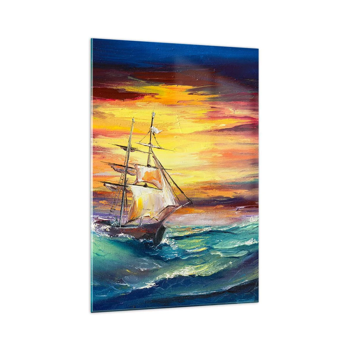 Schilderen op glas - Dapper onder de golven - 70x100 cm