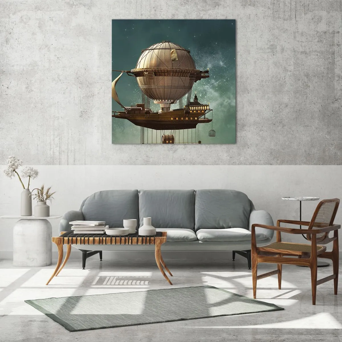 Schilderen op glas - Jules Verne groet - 40x40 cm