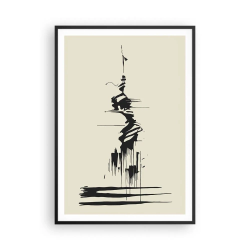 Poster in een zwarte lijst - Overhaaste abstractie - 70x100 cm