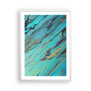 Poster in een witte lijst - Turquoise vloed - 50x70 cm