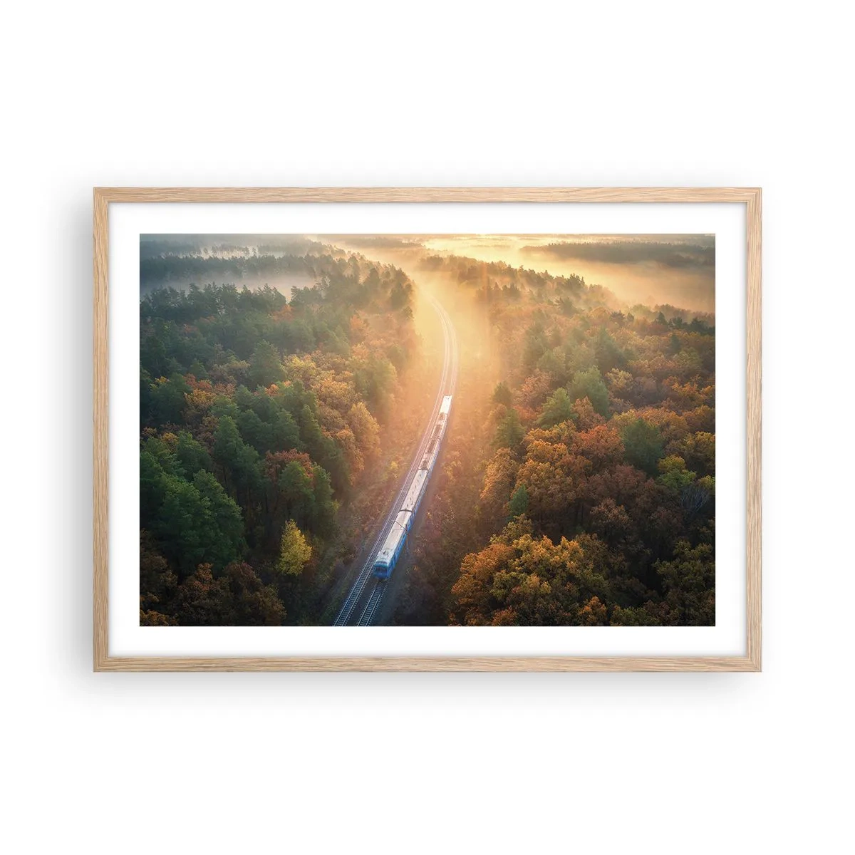 Een poster in een licht eiken lijst - Herfst reis - 70x50 cm