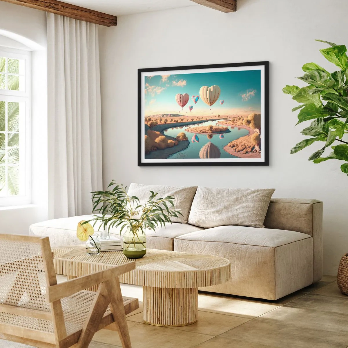 Poster in een zwarte lijst - Liefde laat je vliegen - 70x50 cm