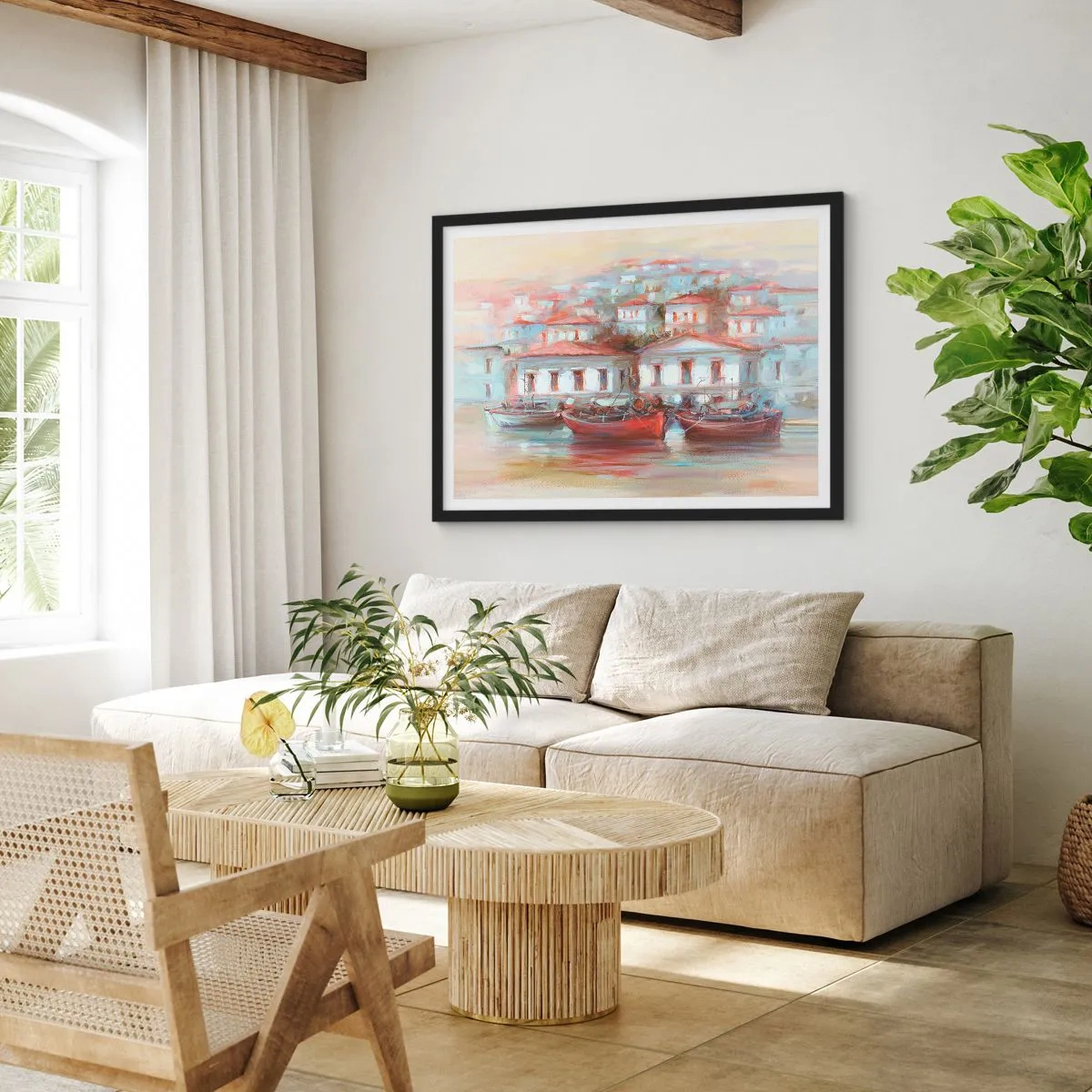 Poster in een zwarte lijst - Gelukkige stad - 70x50 cm