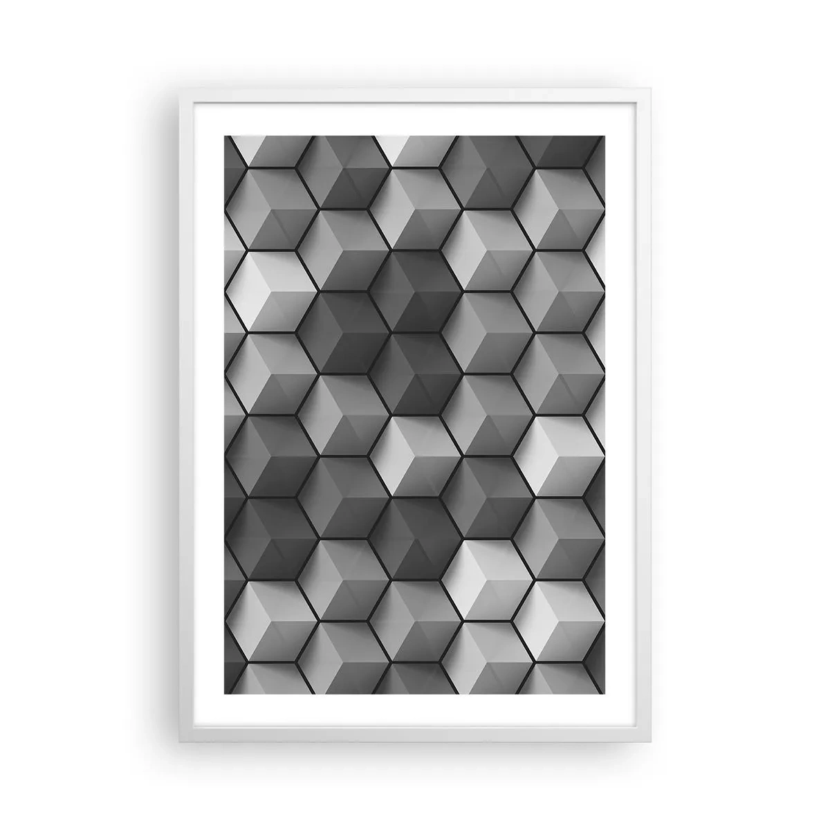 Poster in een witte lijst - Kubistische puzzel - 50x70 cm