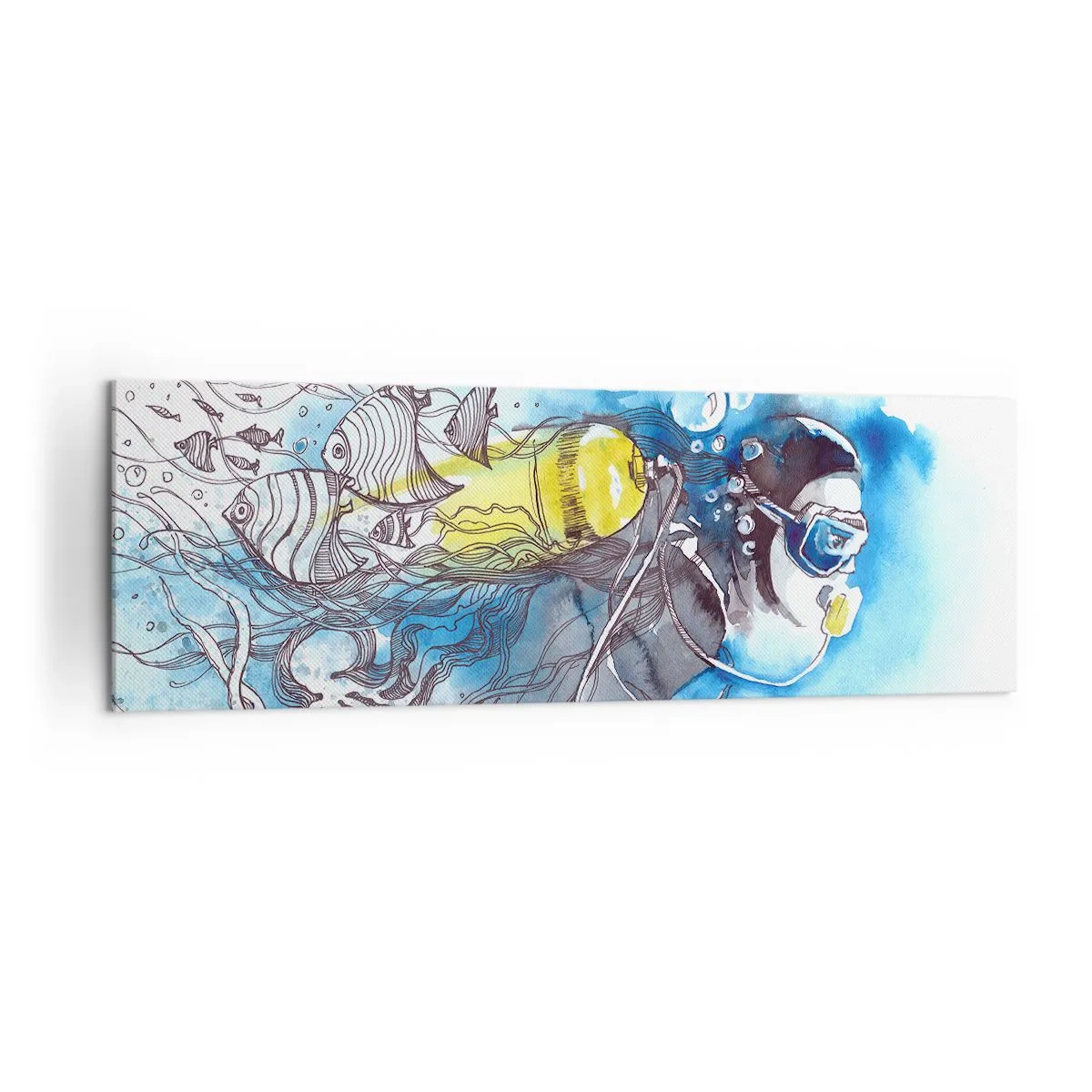 Schilderen op canvas - Geweldig blauw - 160x50 cm