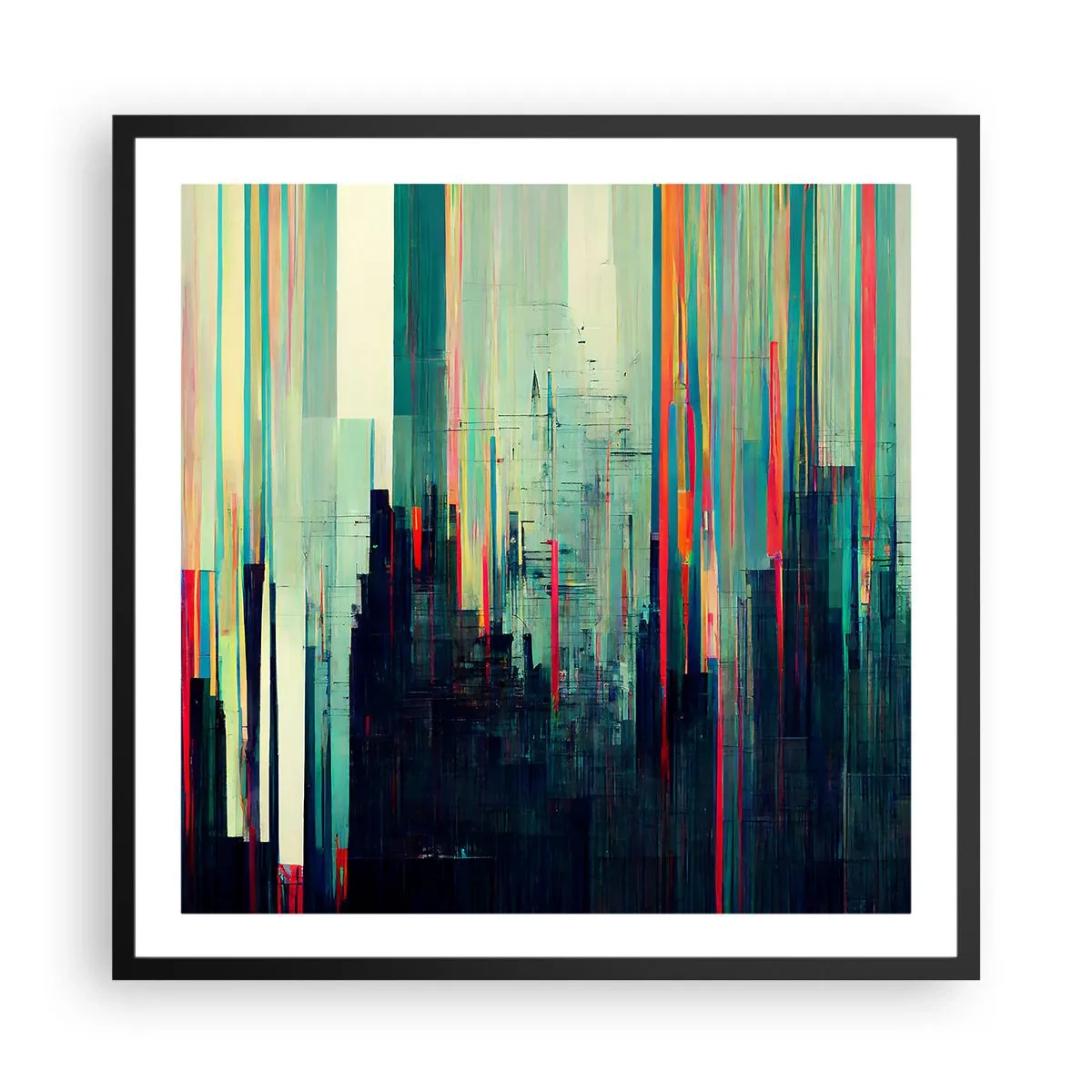 Poster in een zwarte lijst - Futuristische stad - 60x60 cm