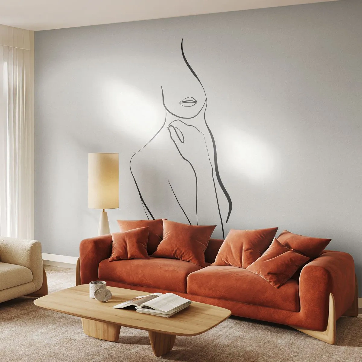 Zelfklevend Fotobehang Deluxe Sticker - Een golf van melancholie - Abstractie, Vrouwenlichaam, Grafisch - 300x210 cm