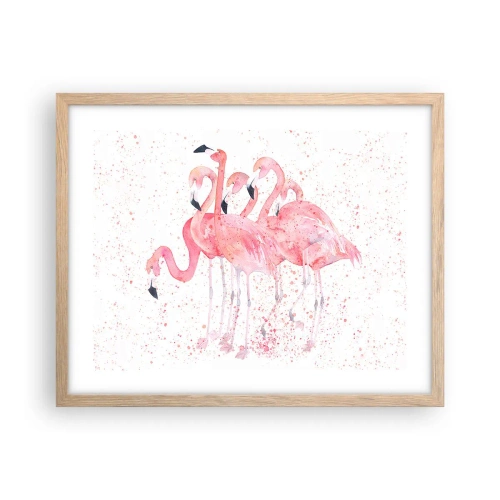 Een poster in een licht eiken lijst - Roze ensemble - 50x40 cm