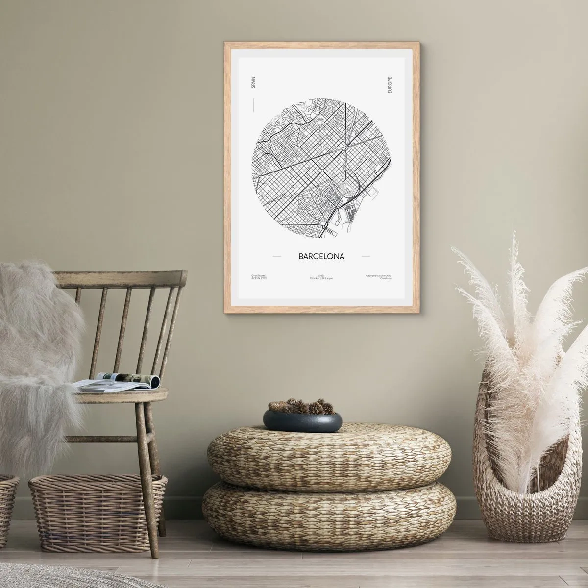 Een poster in een licht eiken lijst - Anatomie van Barcelona - 61x91 cm