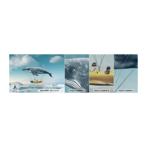 Fotobehang Monster Premium Sand - Waarom niet? - Walvis, Kinderen, Vliegtuig - 100x30 cm