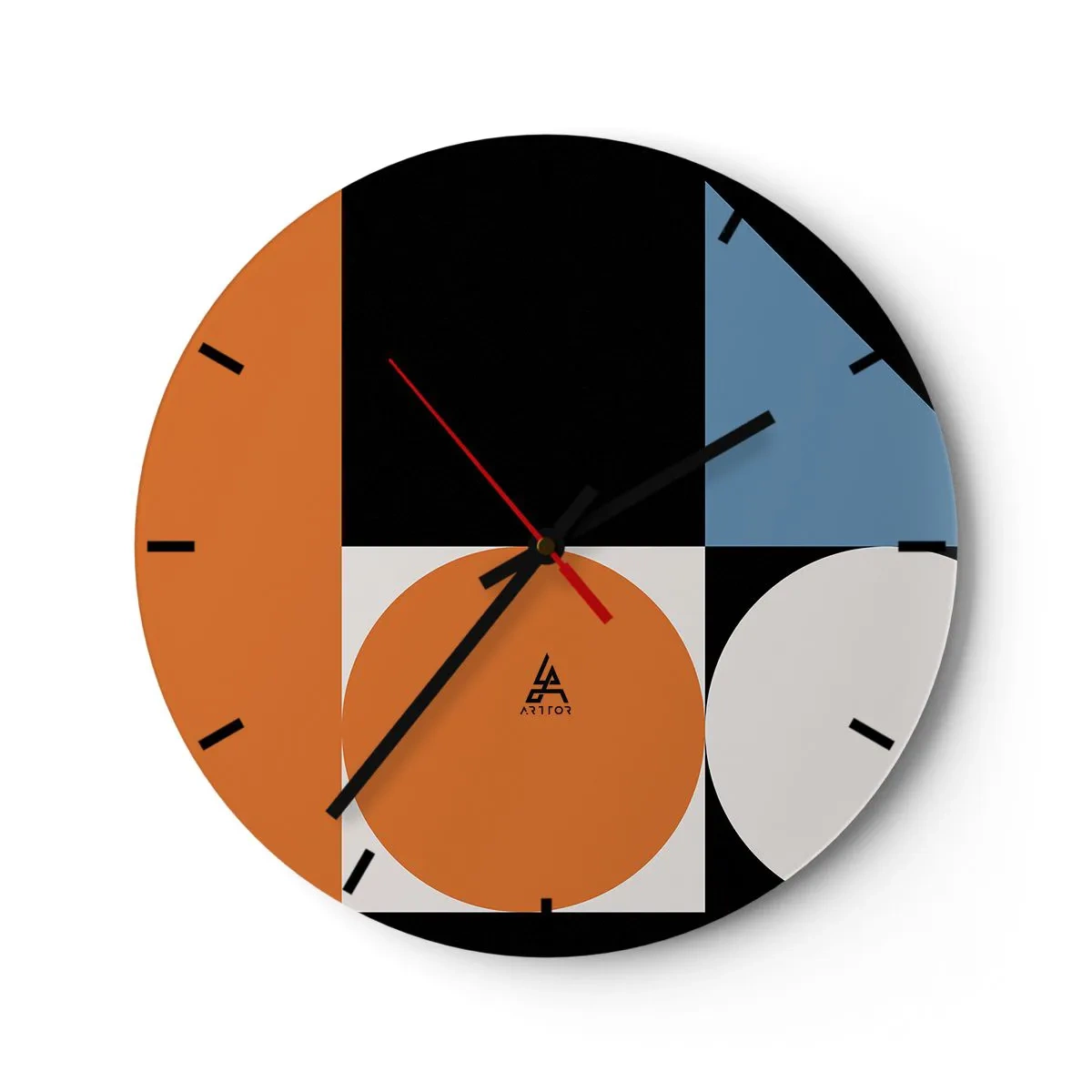 Wandklok - Klok - Kleurrijke geometrische compositie met cirkels en rechthoeken - 30x30cm - Dacht lay-out - Moderne wanddecoratie voor woonkamer, keuken en slaapkamer ARTTOR