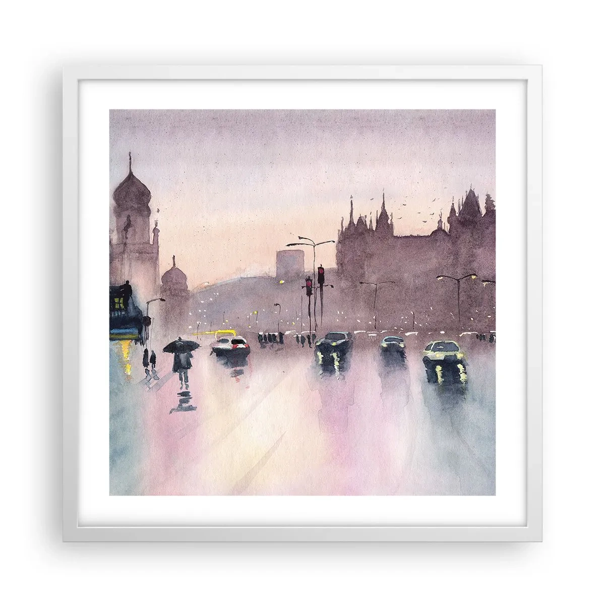 Poster in een witte lijst - In de regenachtige nevel - 50x50 cm