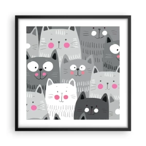 Poster in een zwarte lijst - De wereld van de kat - 50x50 cm