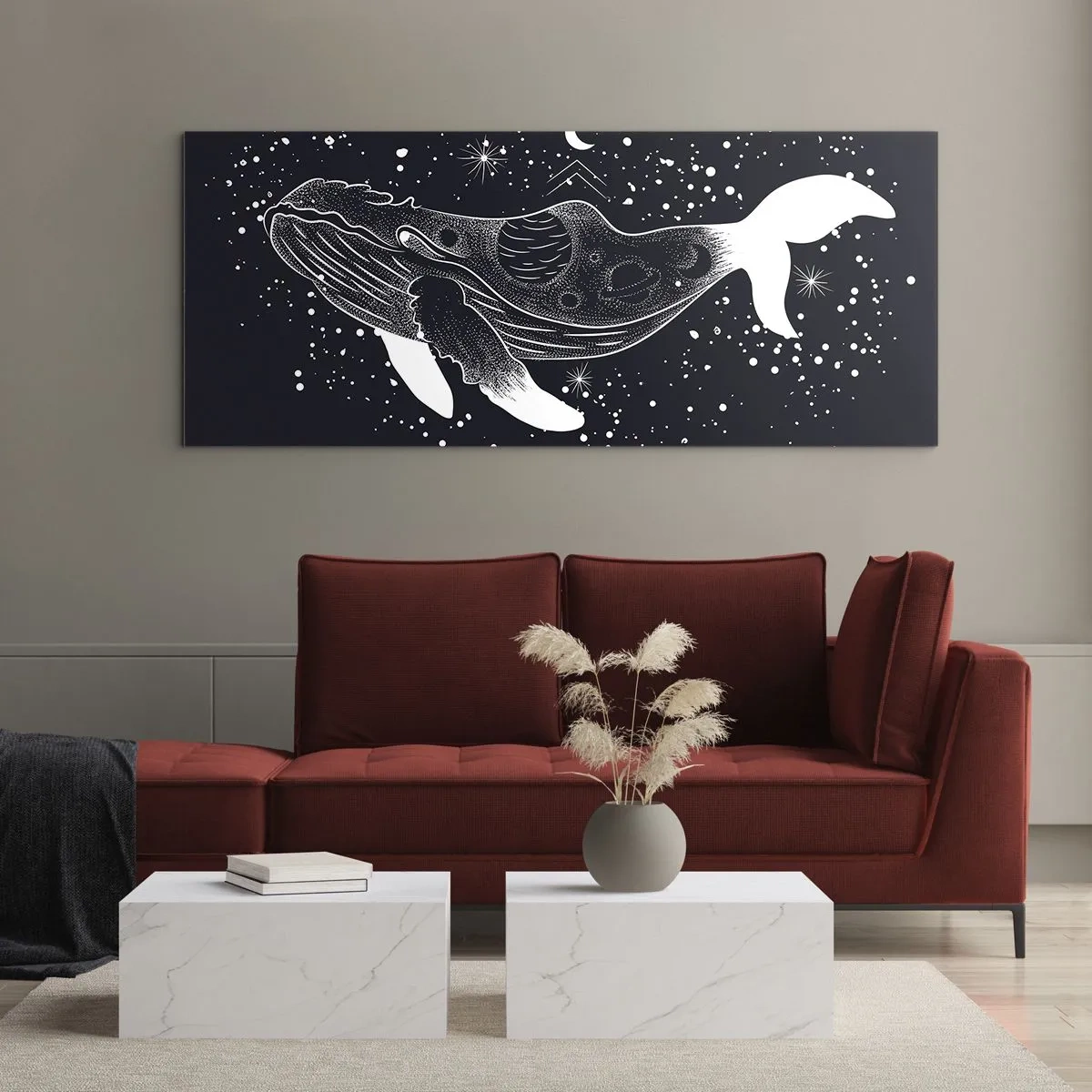Schilderen op glas - In de oceaan van het universum - 140x50 cm