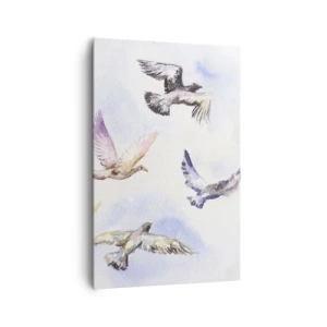 Schilderen op canvas - Vrijheid in grijs en blauw - 80x120 cm