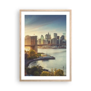 Een poster in een licht eiken lijst - Dageraad in de grote stad - 50x70 cm