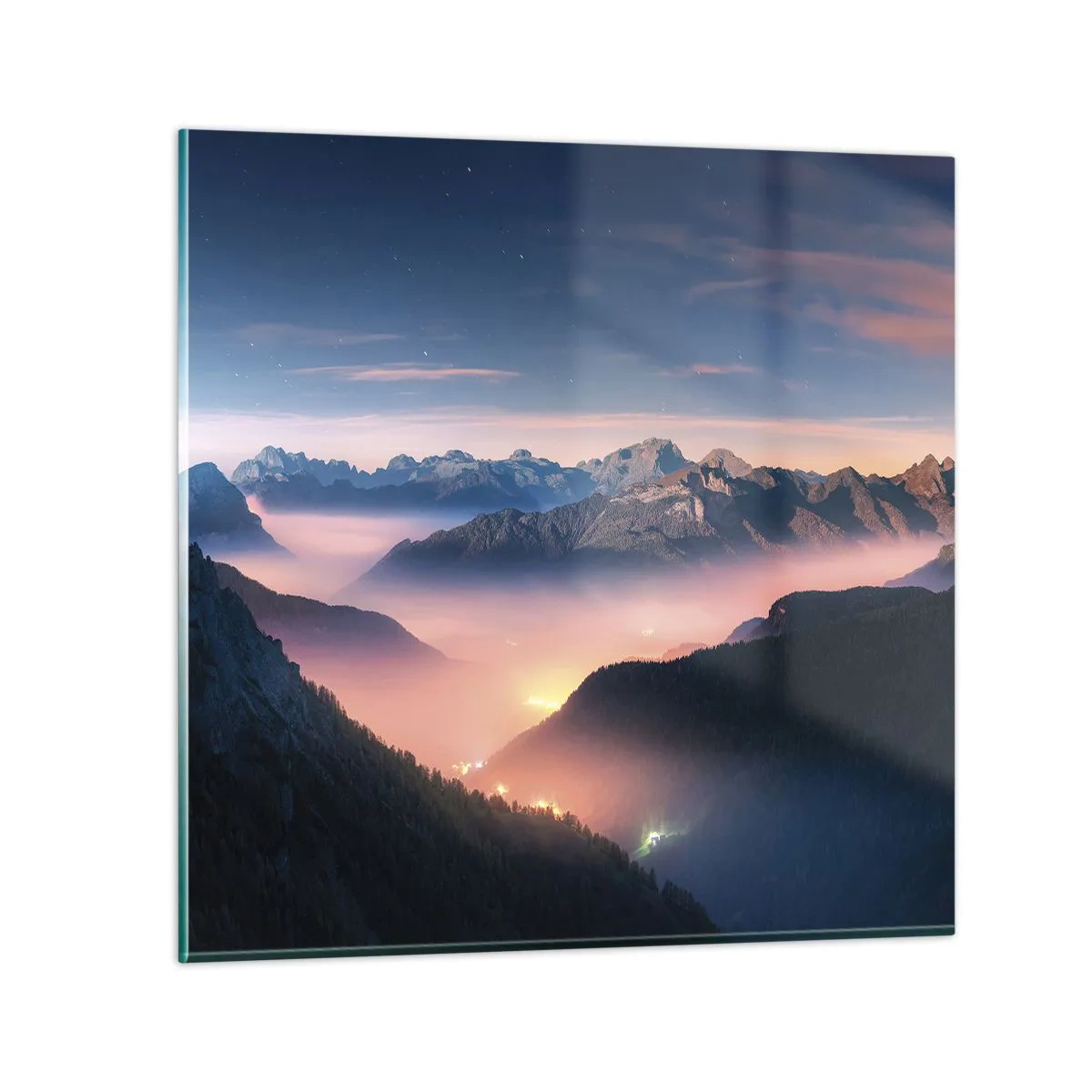 Schilderen op glas - Licht in de dalen - 30x30 cm
