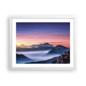 Poster in een witte lijst - Over de valleien - 50x40 cm
