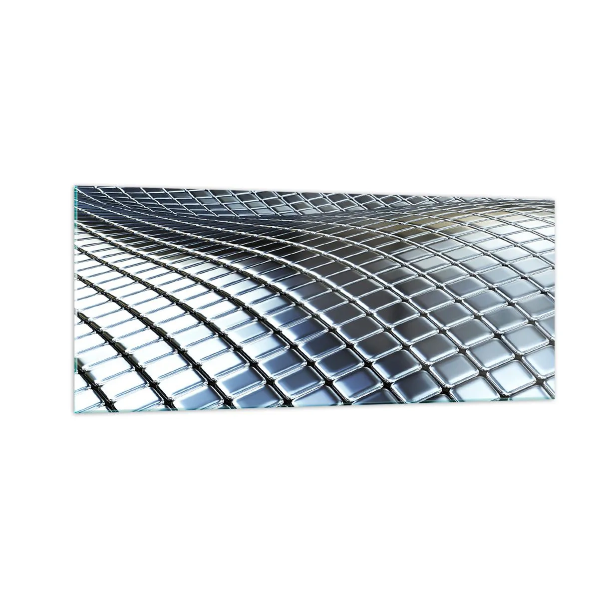 Schilderen op glas - Metallic zilveren golf - 100x40 cm