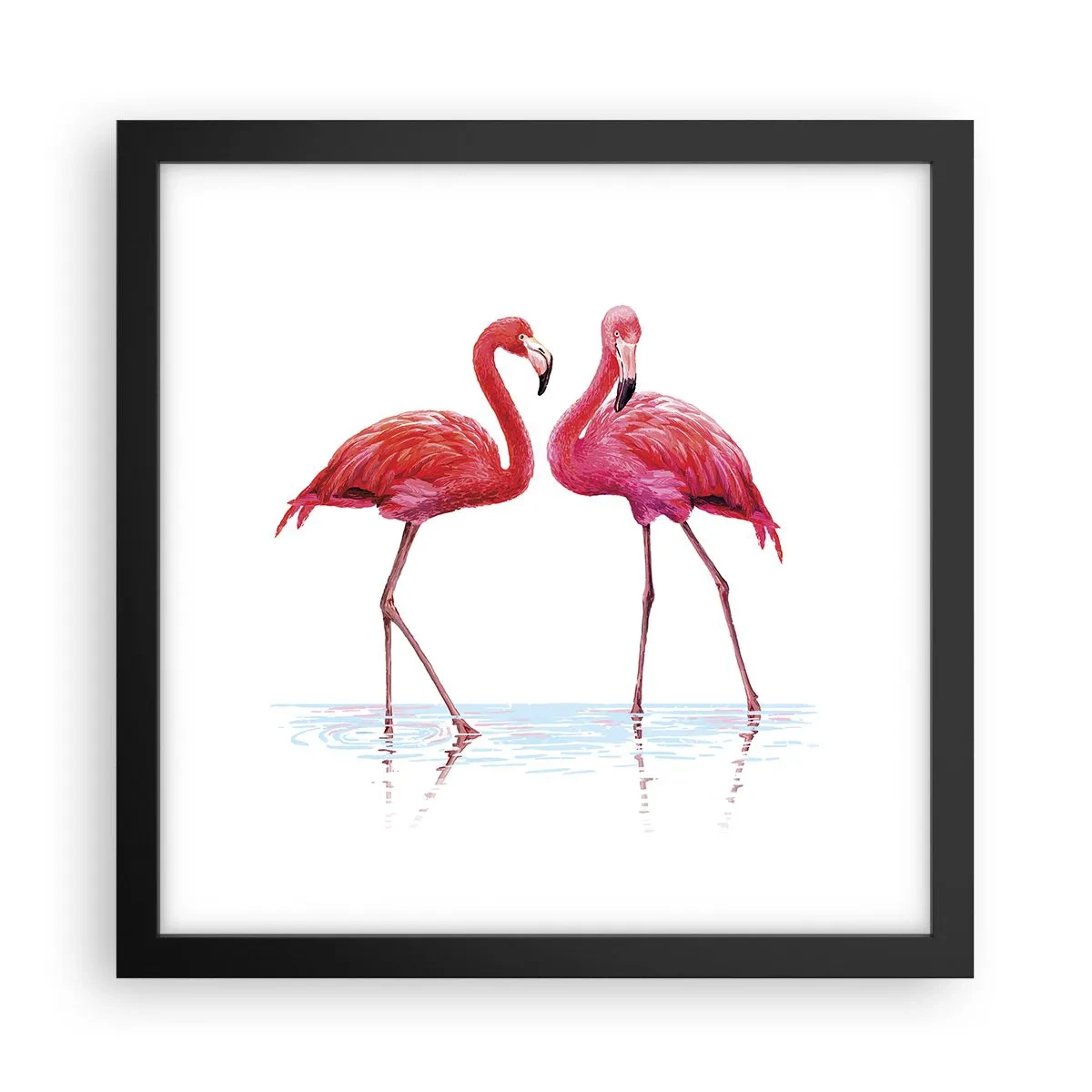 Poster in een zwarte lijst - Roze randez-vous - 30x30 cm