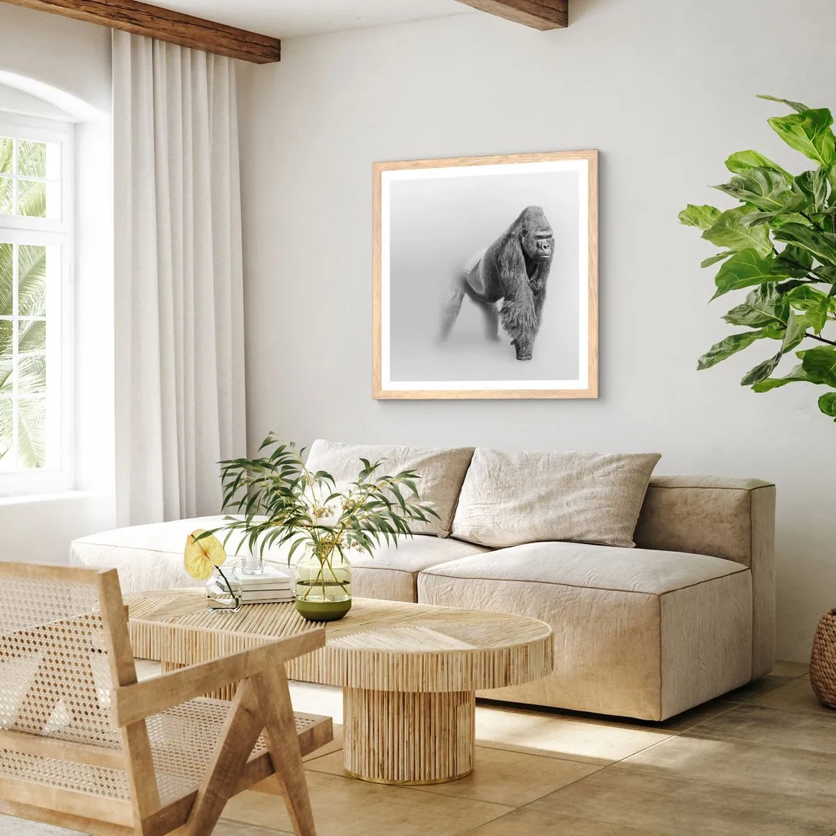 Een poster in een licht eiken lijst - Vertrouwen in zijn kracht - 50x50 cm