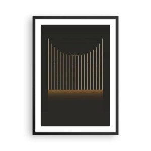 Poster in een zwarte lijst - Geometrische compositie van verticale lijnen in het donker - 50x70cm - Verken de duisternis - Moderne wanddecoratie voor woonkamer en slaapkamer ARTTOR