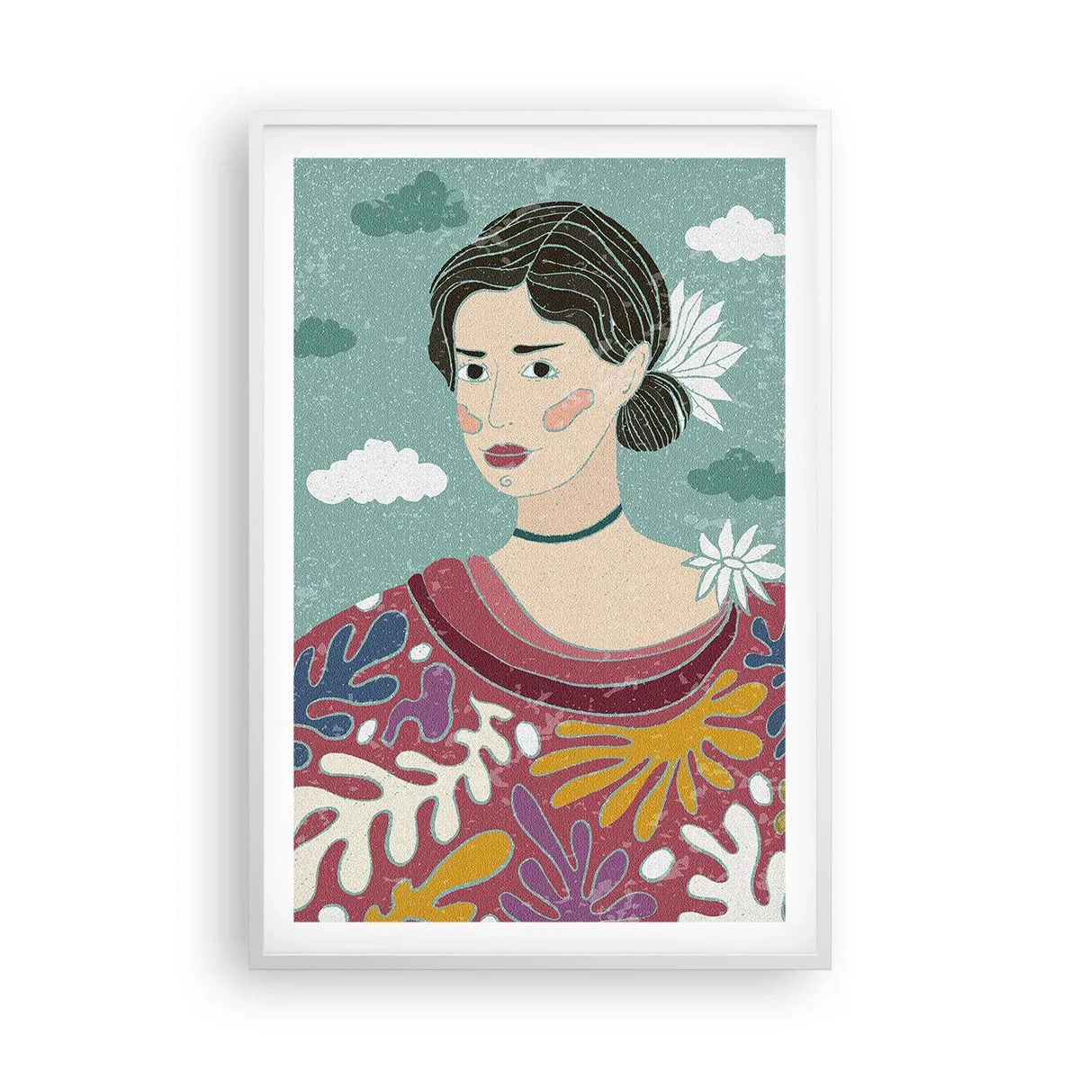 Poster in een witte lijst - Met melancholie in de ogen - 61x91 cm