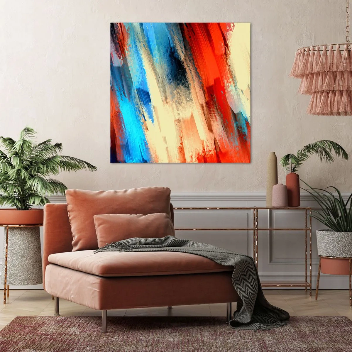Schilderen op canvas - Een cascade van kleuren - 60x60 cm