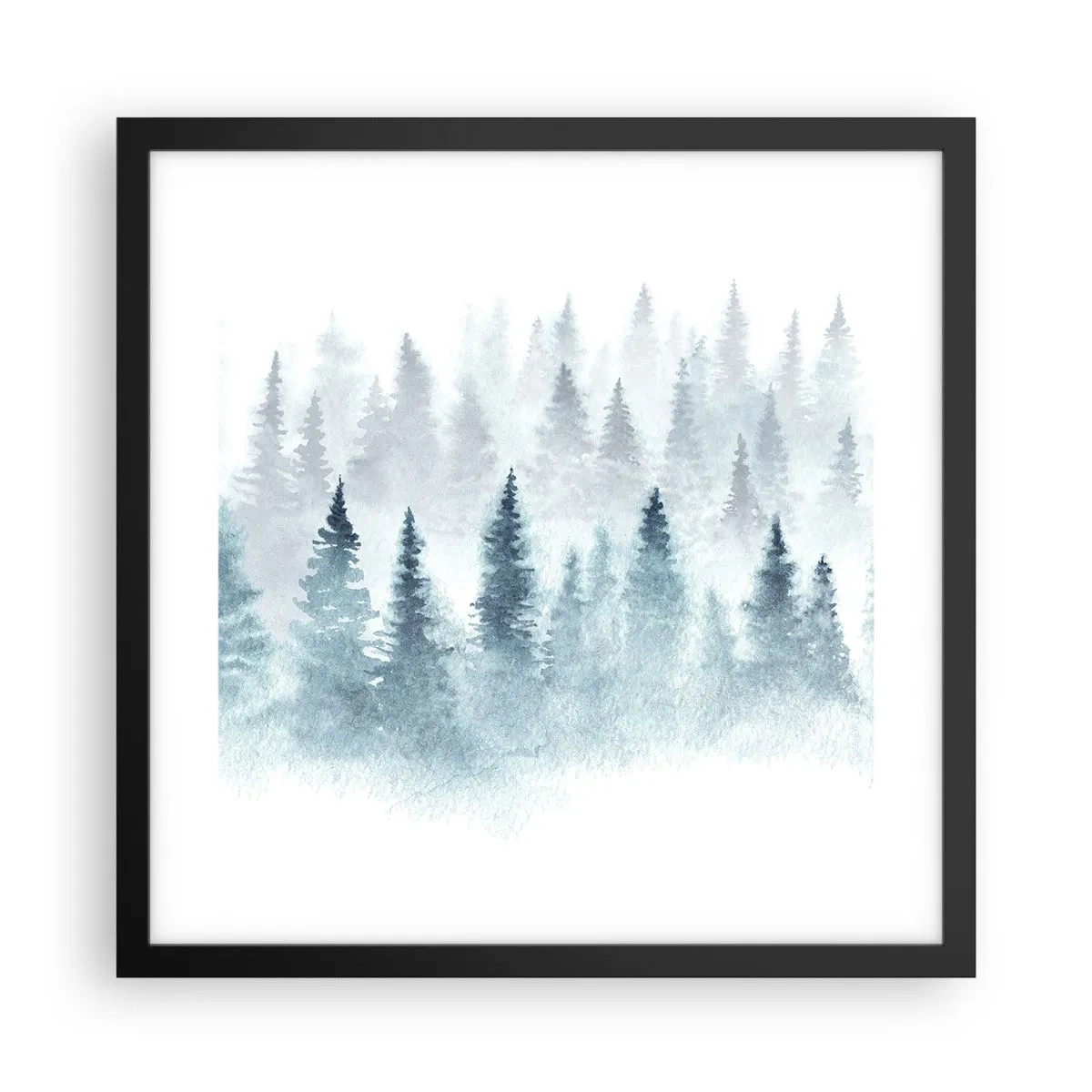 Poster in een zwarte lijst - Gehuld in mist - 40x40 cm