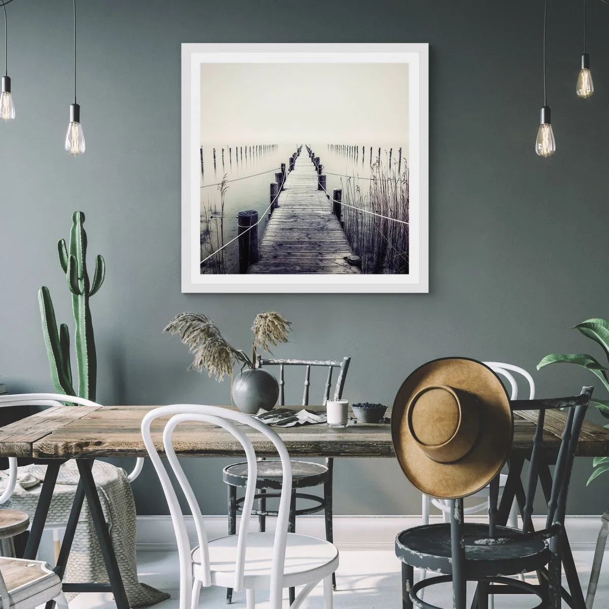 Poster in een witte lijst - Dompel jezelf onder in vrede - 50x50 cm