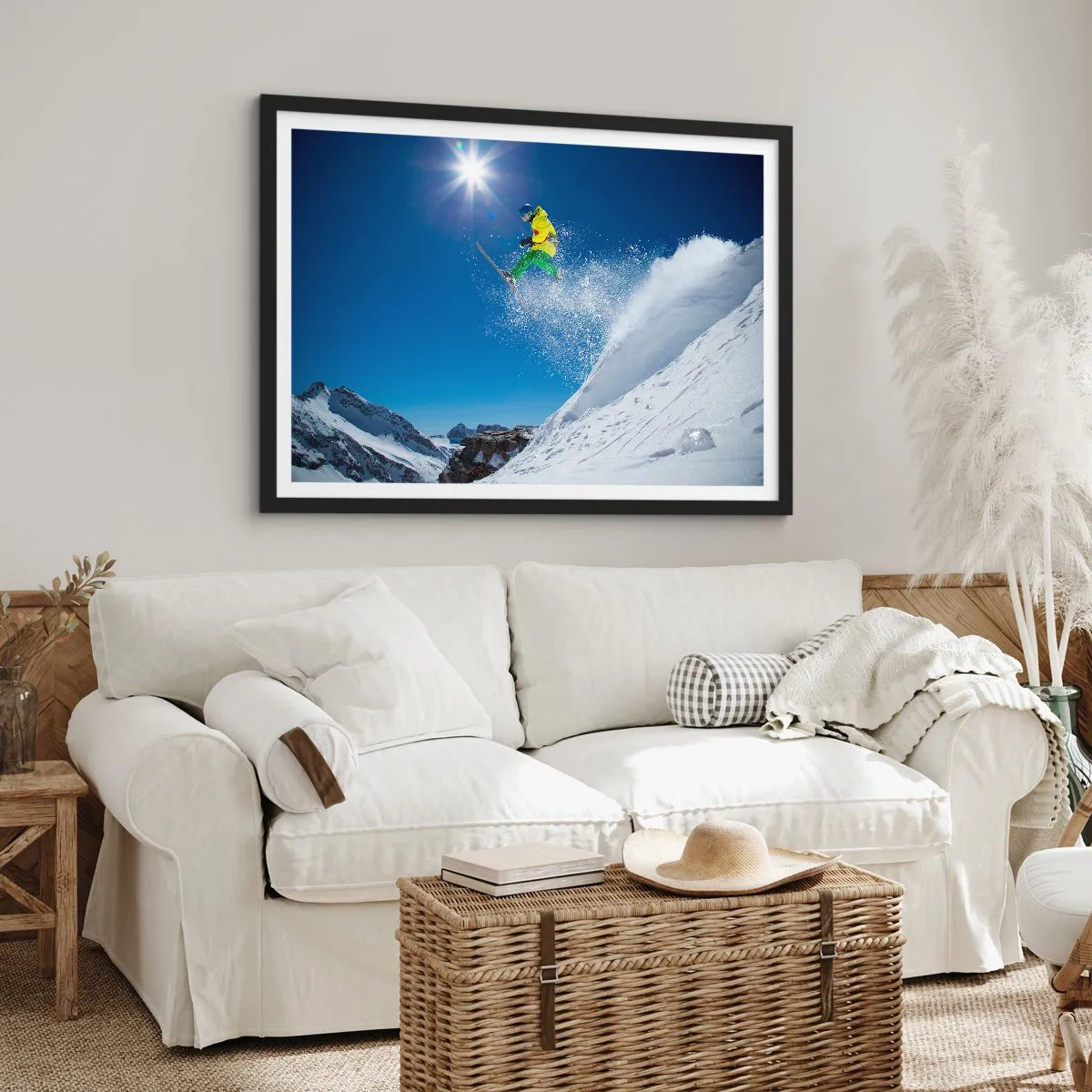 Poster in een zwarte lijst - Dansend met de bergen - 50x40 cm