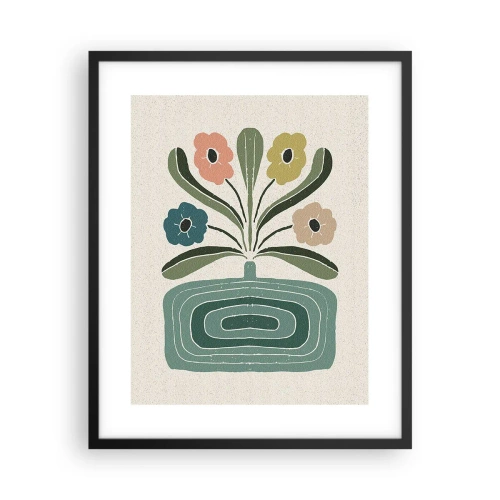 Poster in een zwarte lijst - Symmetrisch boeket - 40x50 cm