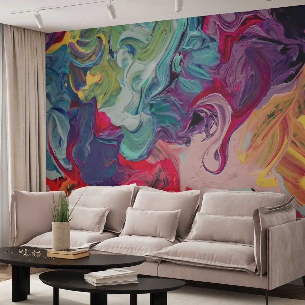 Fotobehang Standard Eco - De geboorte van kleuren - Abstractie, Deel, Modern patroon - 200x140 cm