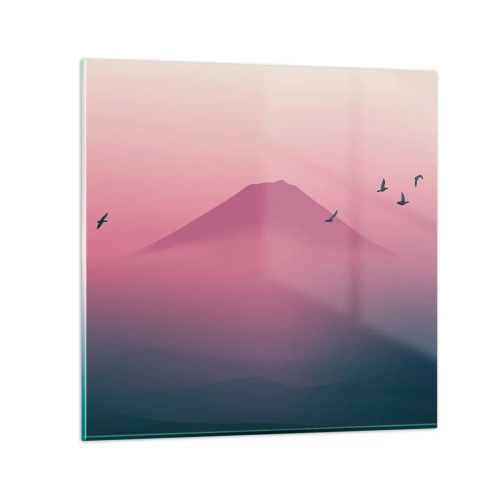 Schilderen op glas - Wandelaars boven de wolken - 30x30 cm