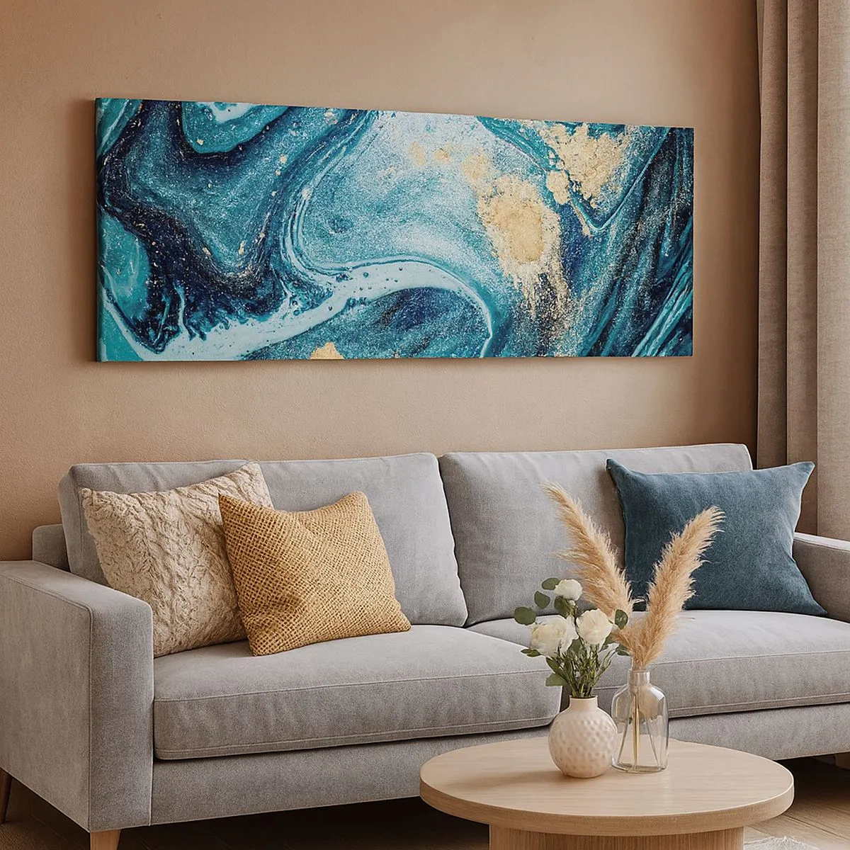Schilderen op canvas - Blauwe draaikolk - 100x40 cm