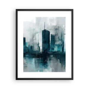 Poster in een zwarte lijst - Een stad in de kleur van regen - 40x50 cm