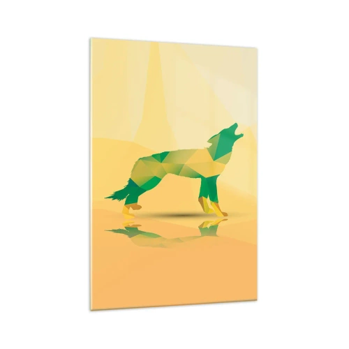 Schilderen op glas - Een eenzame wolf - 70x100 cm
