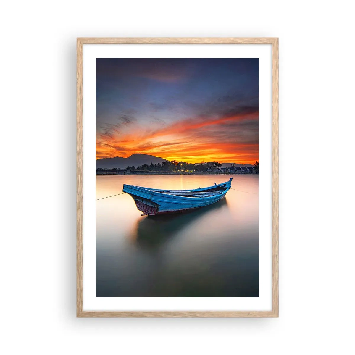 Een poster in een licht eiken lijst - Een goede nacht komt eraan - 50x70 cm