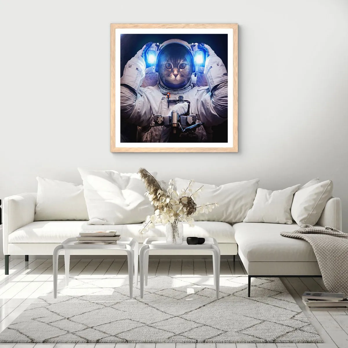 Een poster in een licht eiken lijst - Houston, je hebt een probleem - 30x30 cm