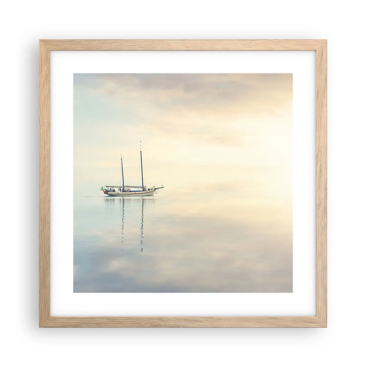 Een poster in een licht eiken lijst - In een zee van stilte - 40x40 cm