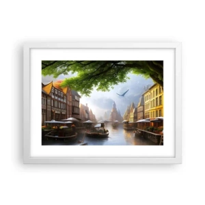 Poster in een witte lijst - Hollands stadsbeeld - 40x30 cm