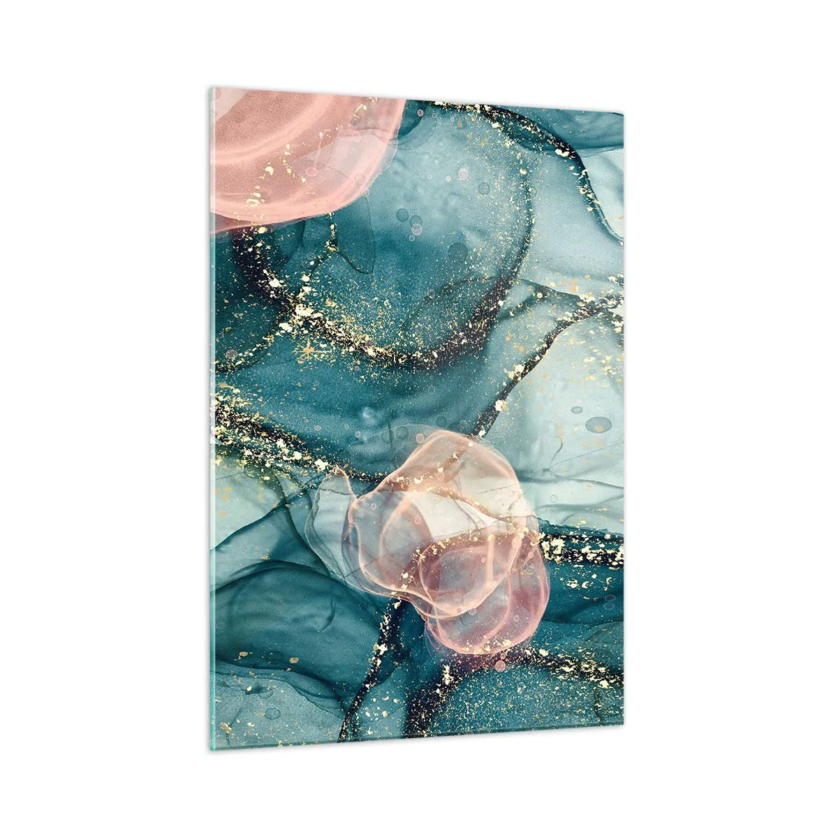 Schilderen op glas - Zijdeblauw, tule roze - 50x70 cm